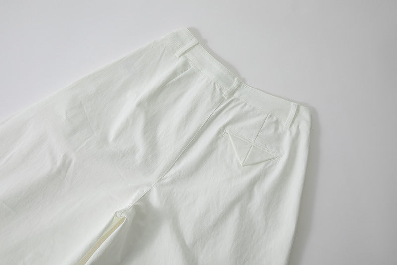 High-Waisted Wide-Leg Casual Trousers