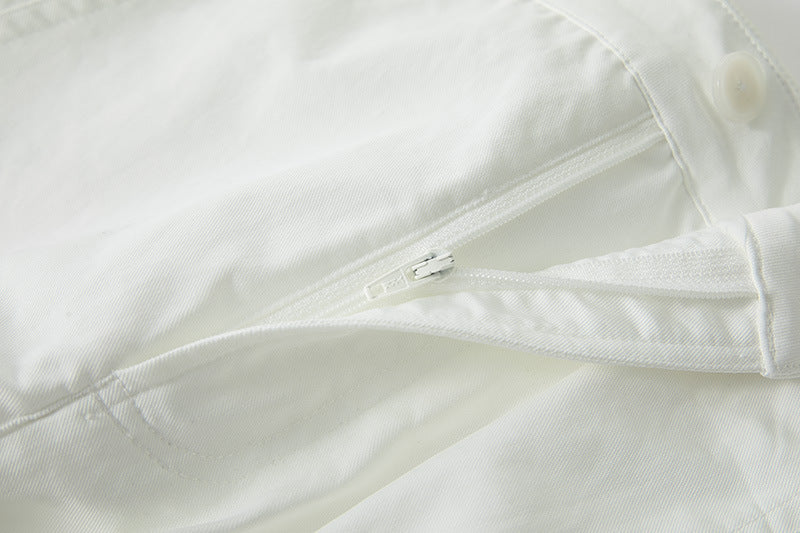 High-Waisted Wide-Leg Casual Trousers