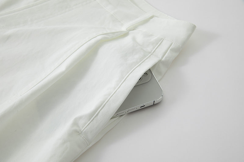 High-Waisted Wide-Leg Casual Trousers