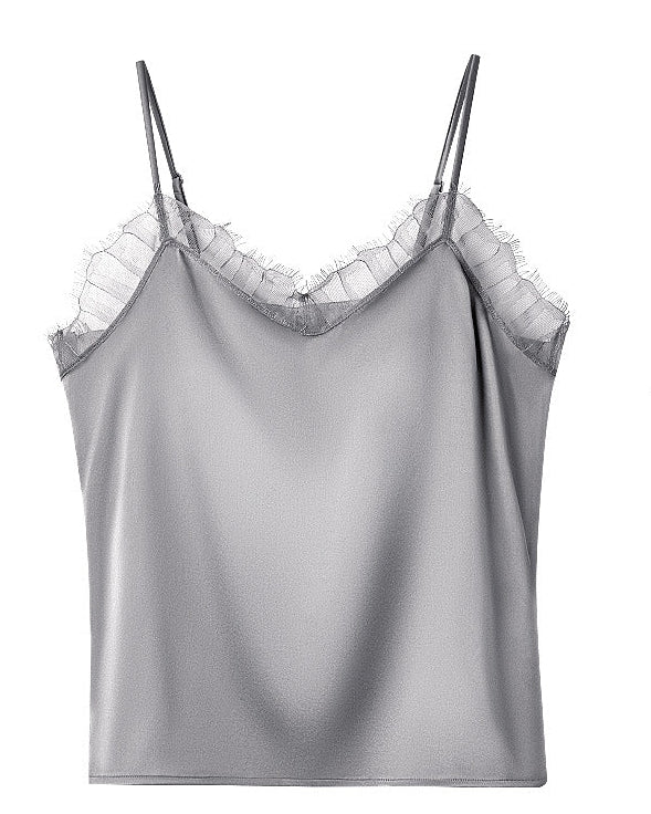 Loose V-Neck Lace-Trimmed Vest