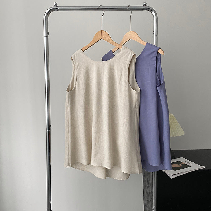 Loose Sleeveless Back-Knotted Vest