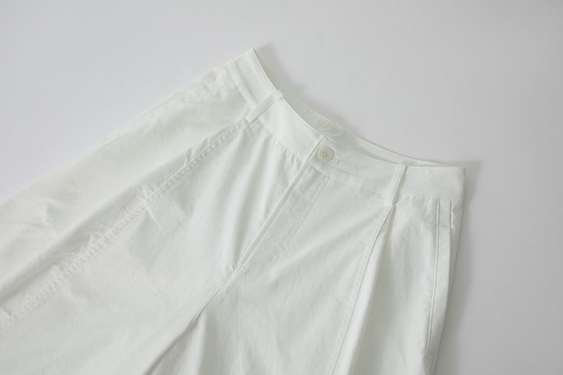 High-Waisted Wide-Leg Casual Trousers