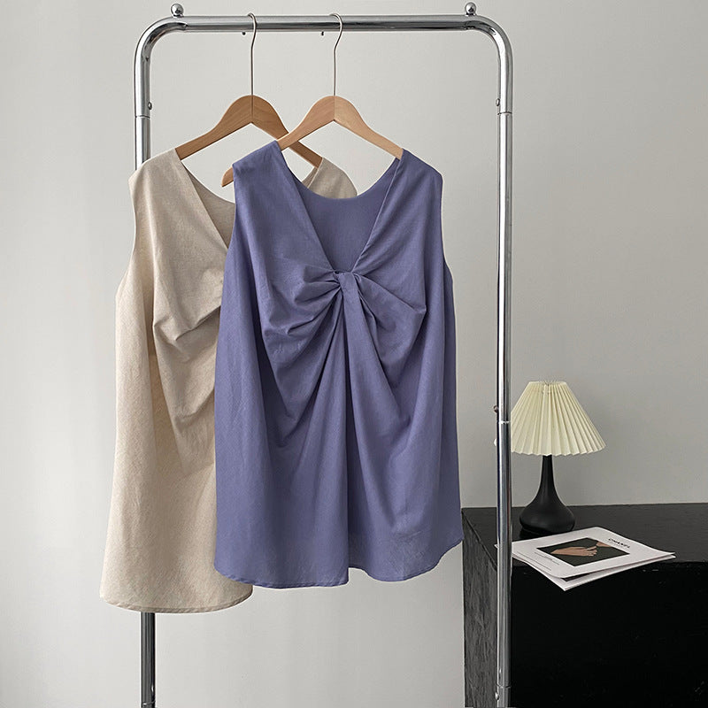 Loose Sleeveless Back-Knotted Vest