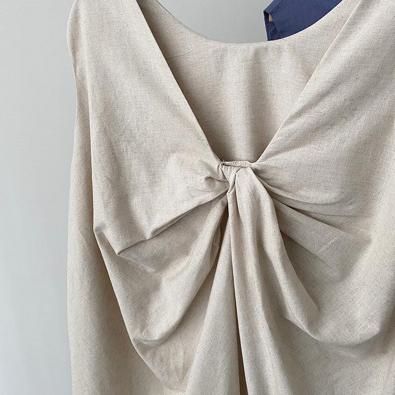 Loose Sleeveless Back-Knotted Vest
