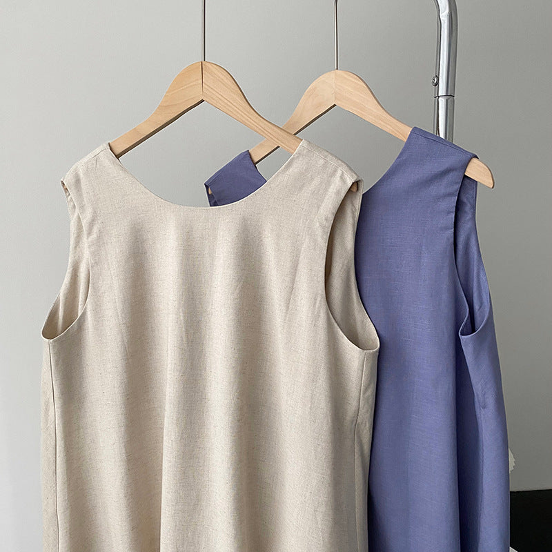 Loose Sleeveless Back-Knotted Vest